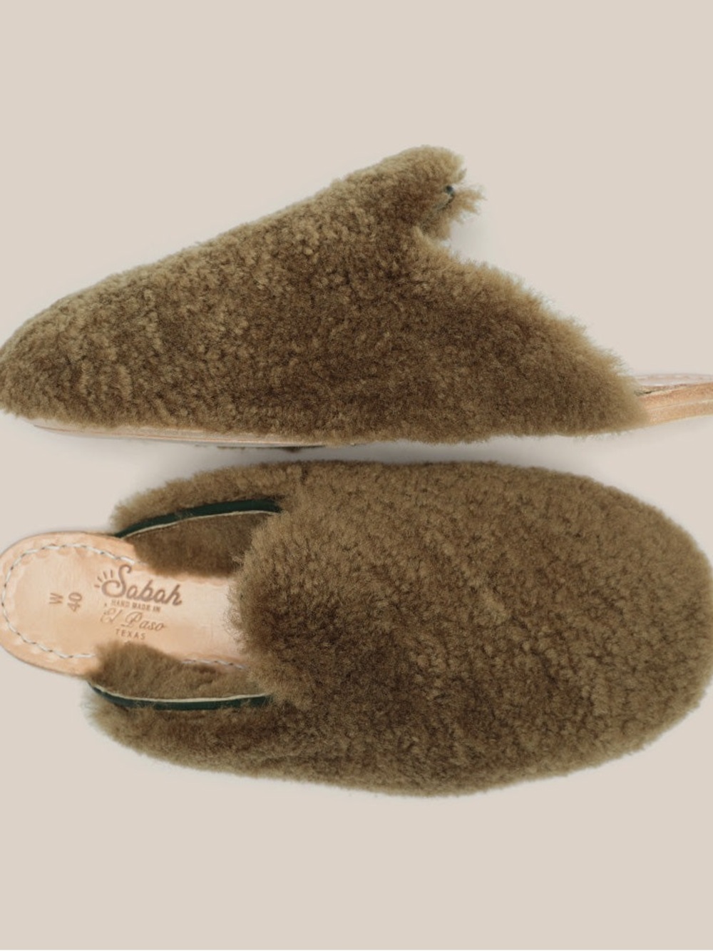 Sabah Olive Shearling Slip-On Mules